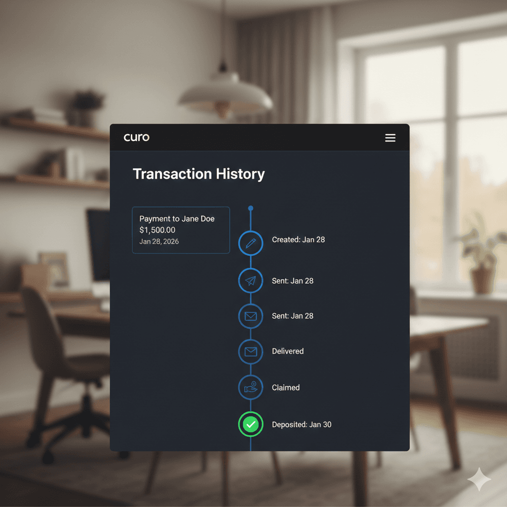 Transaction status and timeline view
